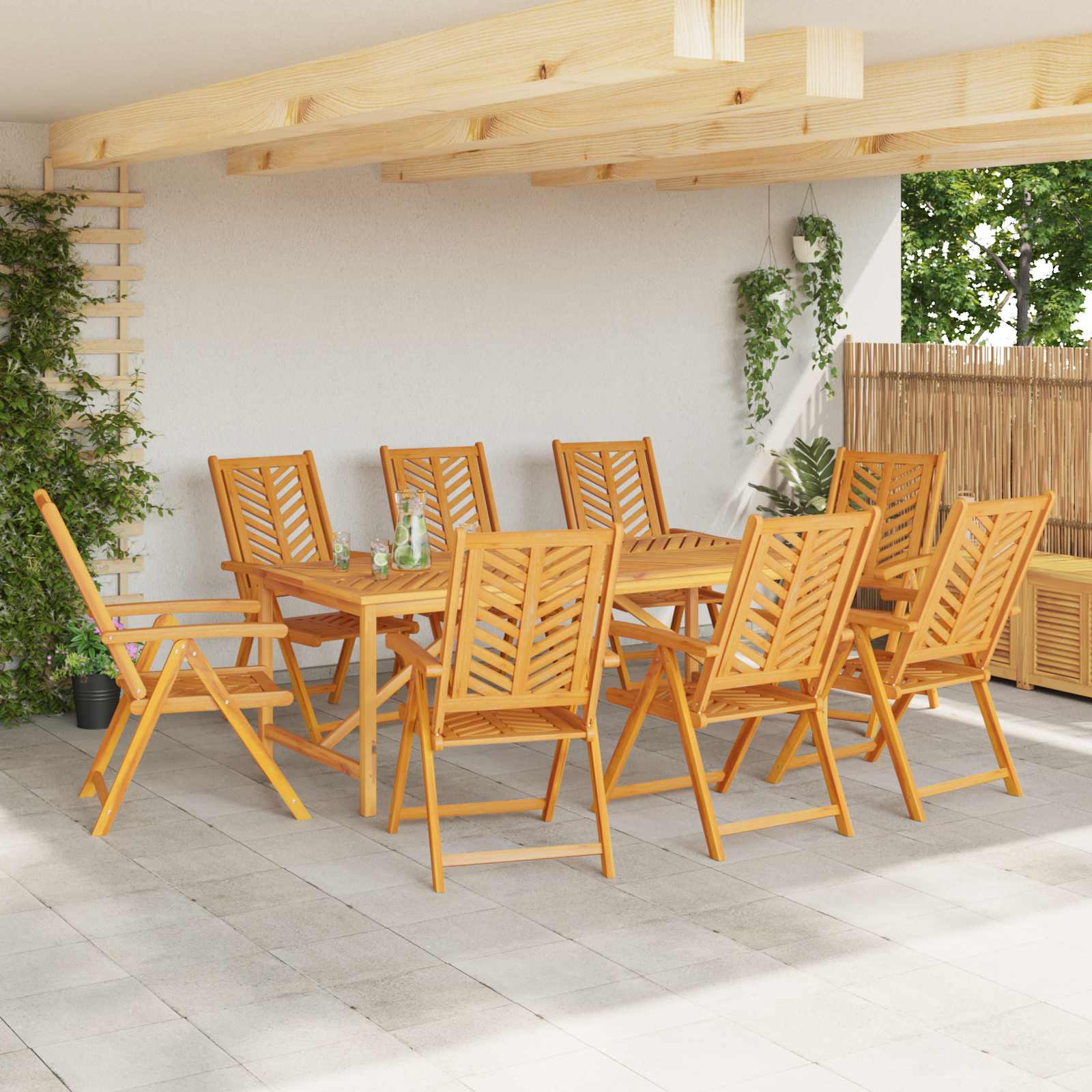 Tuinstoel 8 pcs Bruin 57 x 72 x 109 cm Massief Acaciahout is nu te koop bij PeponiXL, paradijselijk wonen!