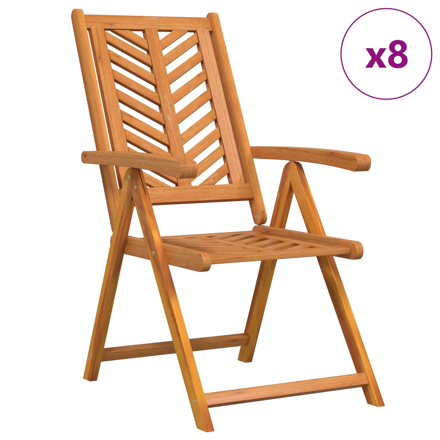 Tuinstoel 8 pcs Bruin 57 x 72 x 109 cm Massief Acaciahout is nu te koop bij PeponiXL, paradijselijk wonen!
