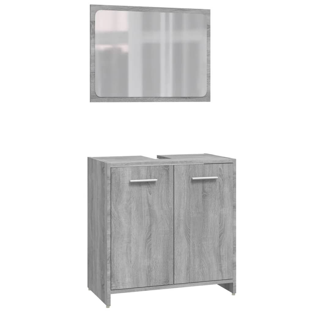 3-delige Badkamermeubelset bewerkt hout grijs sonoma eikenkleur is nu te koop bij PeponiXL, paradijselijk wonen!