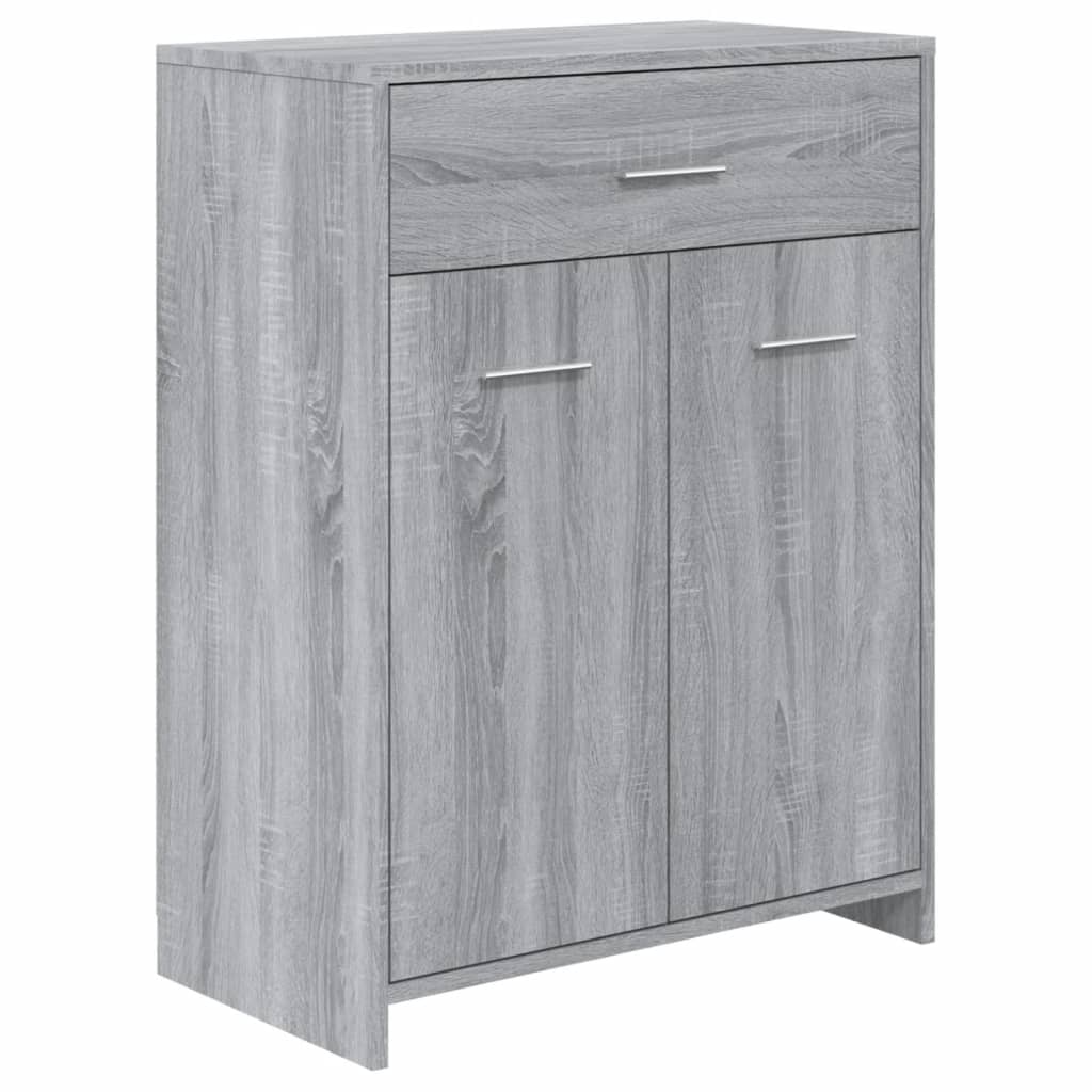 4-delige Badkamermeubelset bewerkt hout grijs sonoma eikenkleur is nu te koop bij PeponiXL, paradijselijk wonen!