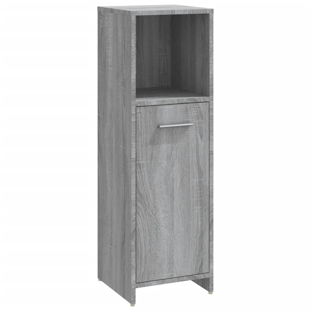 4-delige Badkamermeubelset bewerkt hout grijs sonoma eikenkleur is nu te koop bij PeponiXL, paradijselijk wonen!