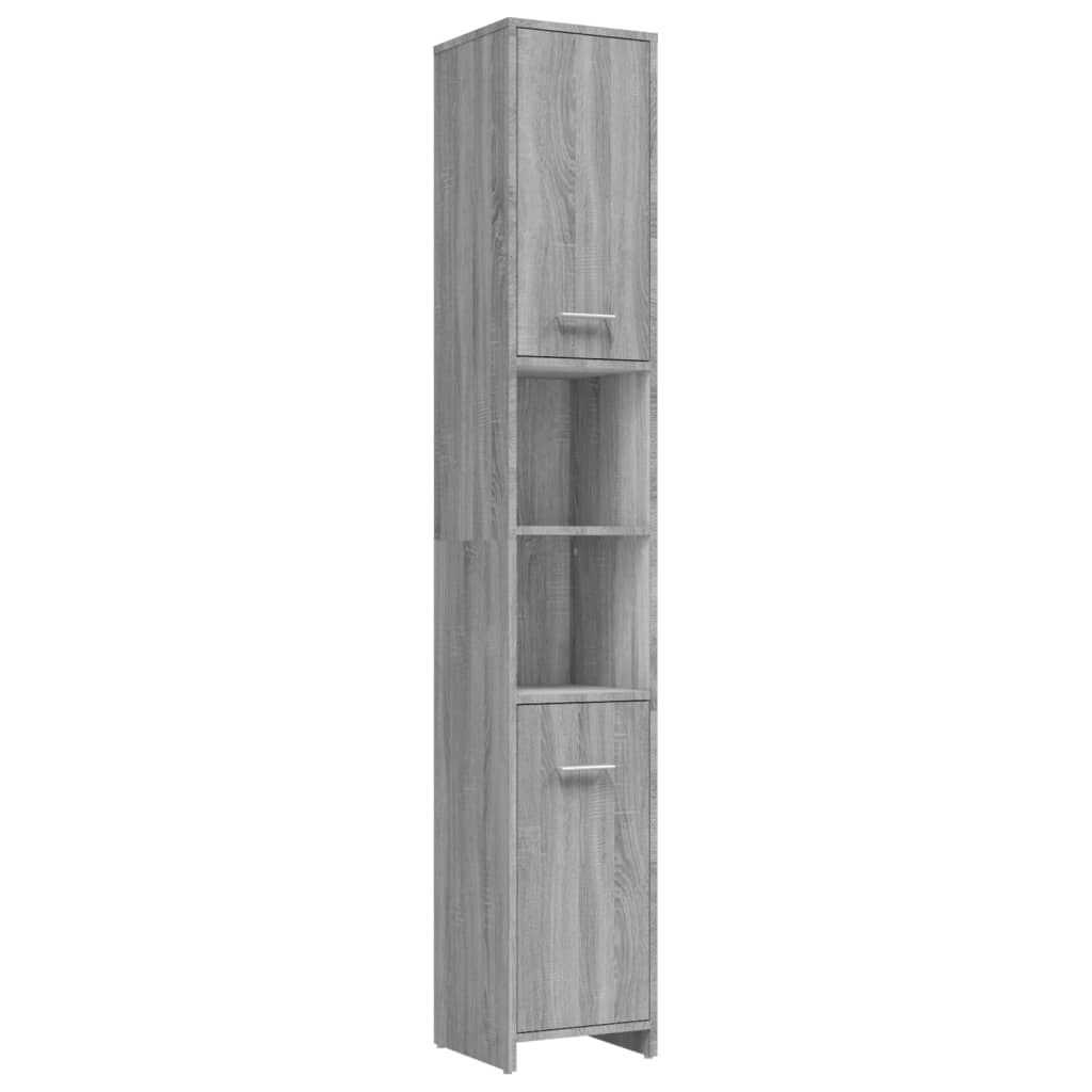 4-delige Badkamermeubelset bewerkt hout grijs sonoma eikenkleur is nu te koop bij PeponiXL, paradijselijk wonen!