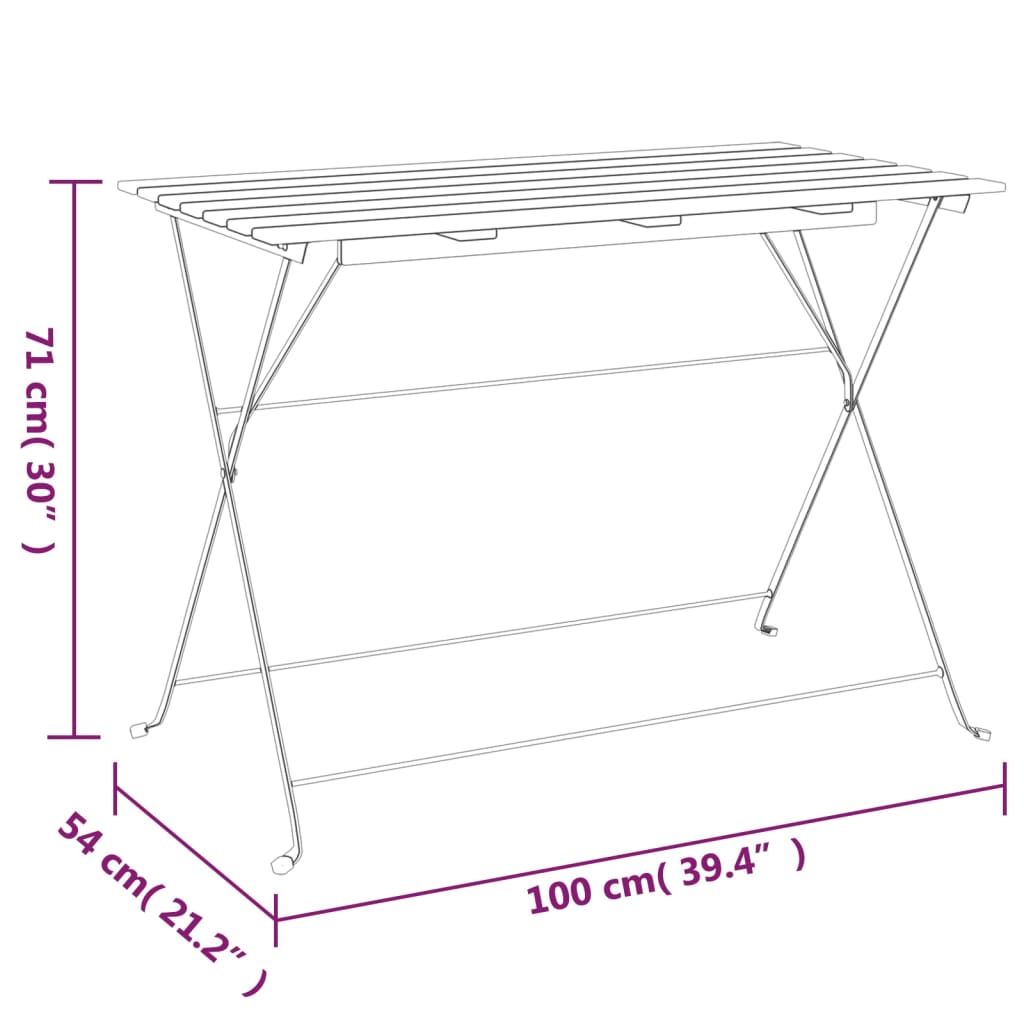 Bistrotafel inklapbaar 100x54x71 cm massief acaciahout en staal is nu te koop bij PeponiXL, paradijselijk wonen!