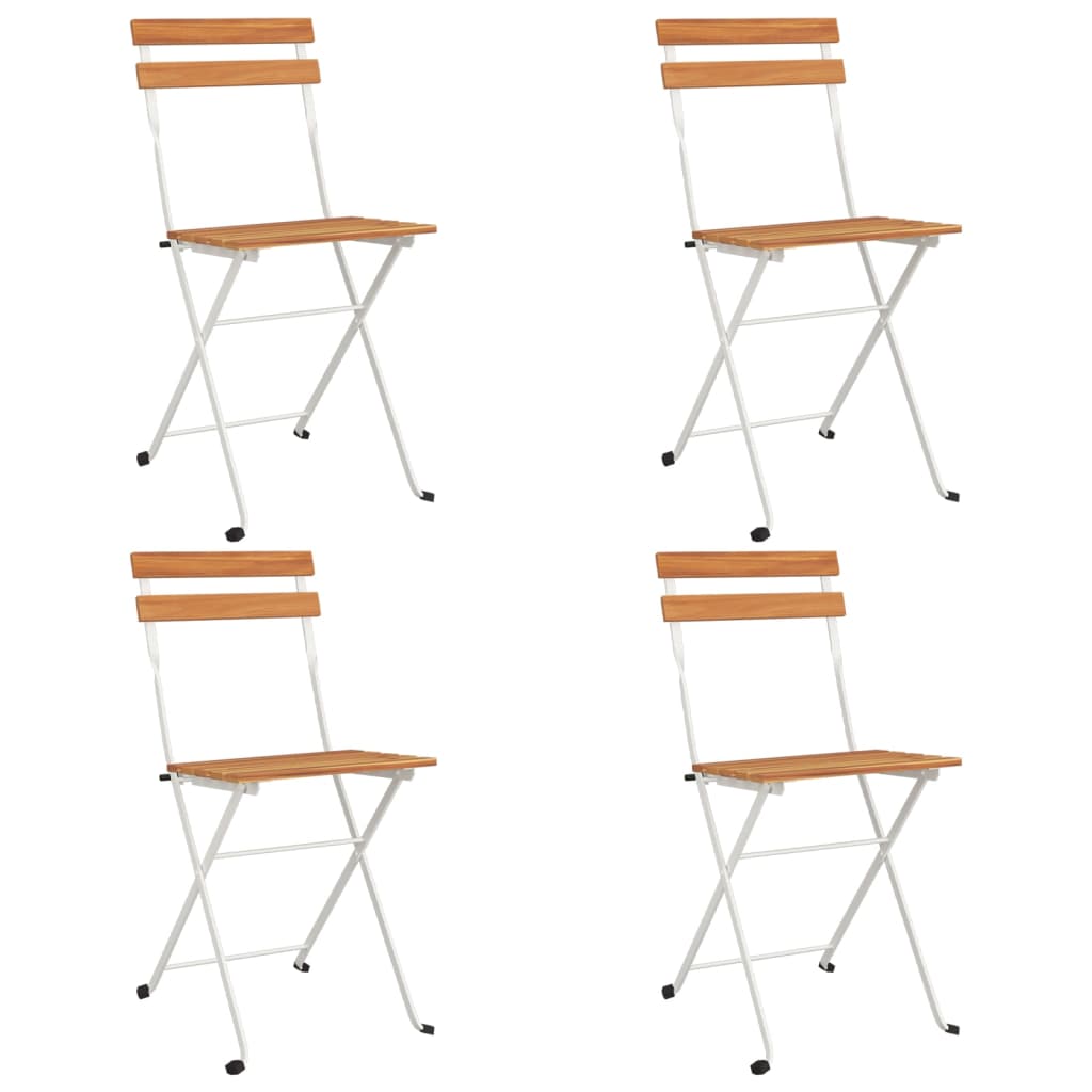 Bistrostoelen 4 st inklapbaar massief acaciahout en staal is nu te koop bij PeponiXL, paradijselijk wonen!