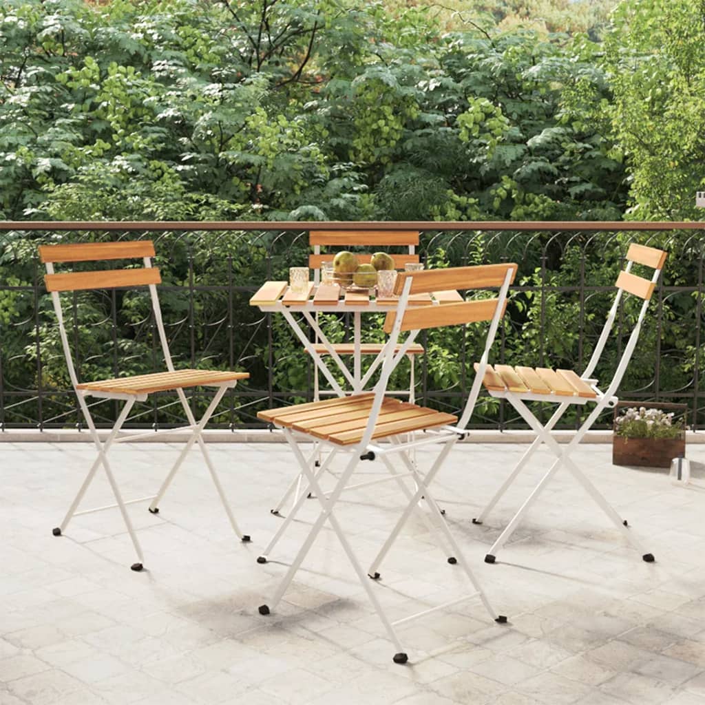 Bistrostoelen 4 st inklapbaar massief acaciahout en staal is nu te koop bij PeponiXL, paradijselijk wonen!