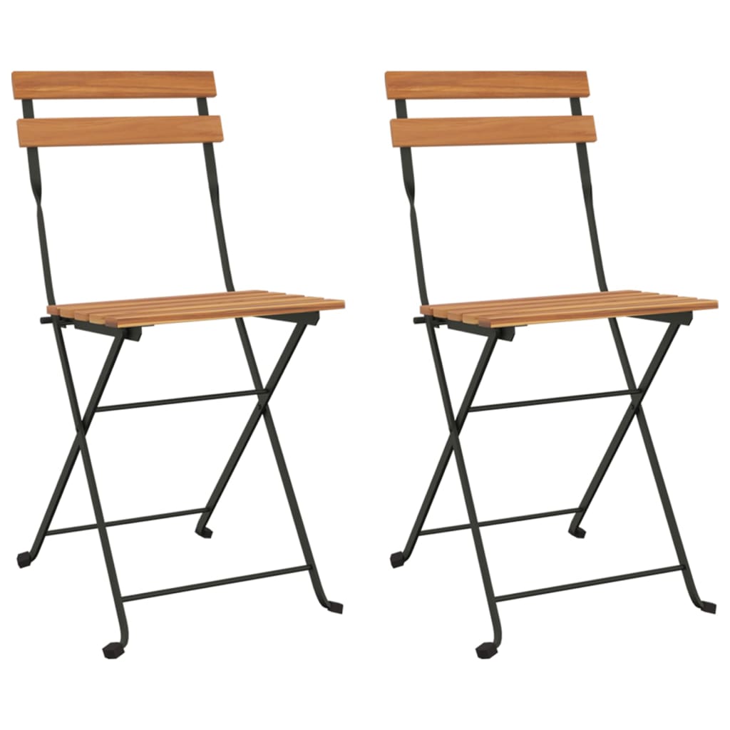 Bistrostoelen 2 st inklapbaar massief teakhout en staal is nu te koop bij PeponiXL, paradijselijk wonen!