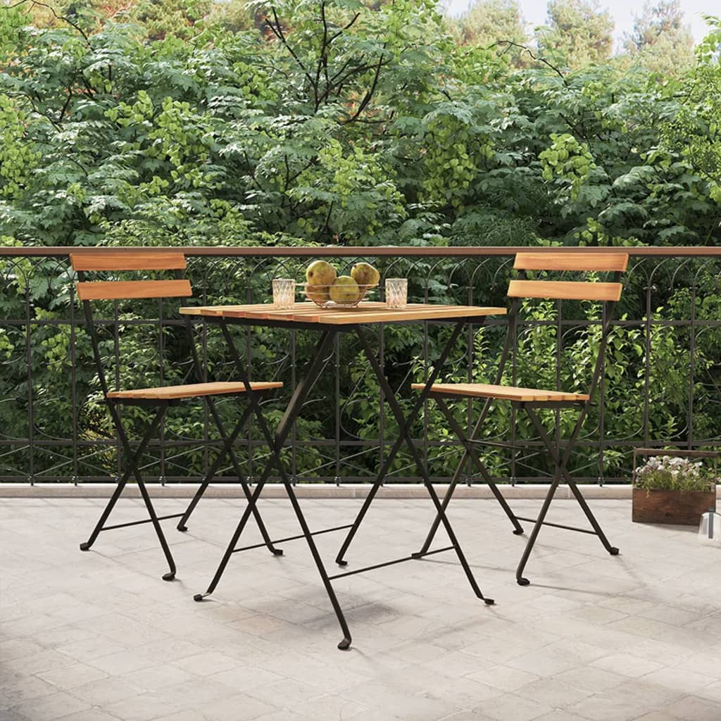 Bistrostoelen 2 st inklapbaar massief teakhout en staal is nu te koop bij PeponiXL, paradijselijk wonen!
