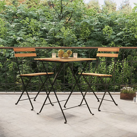 Bistrostoelen 2 st inklapbaar massief teakhout en staal is nu te koop bij PeponiXL, paradijselijk wonen!