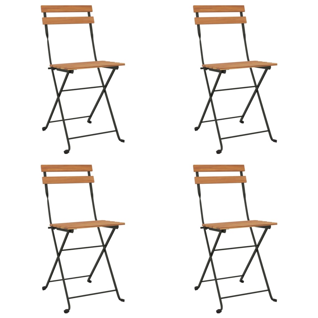 Bistrostoelen 4 st inklapbaar massief teakhout en staal is nu te koop bij PeponiXL, paradijselijk wonen!