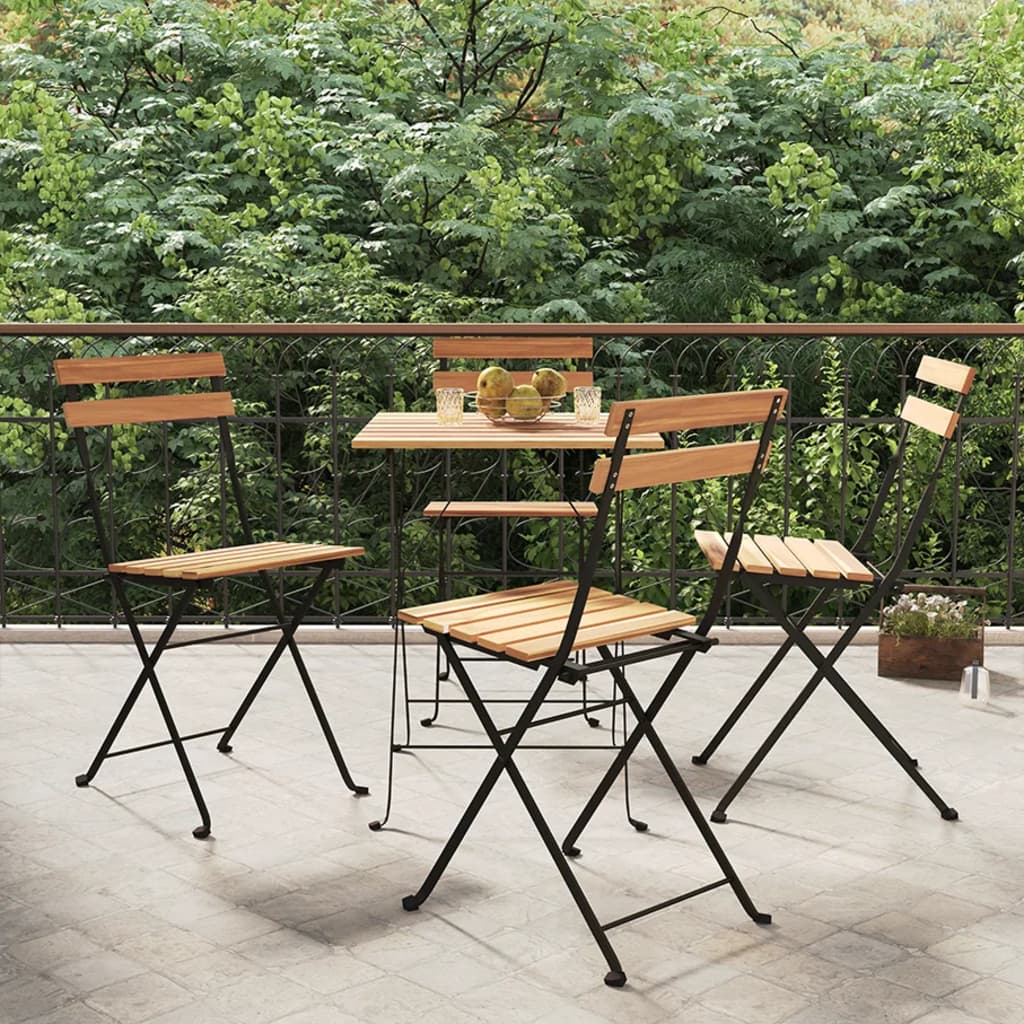 Bistrostoelen 4 st inklapbaar massief teakhout en staal is nu te koop bij PeponiXL, paradijselijk wonen!