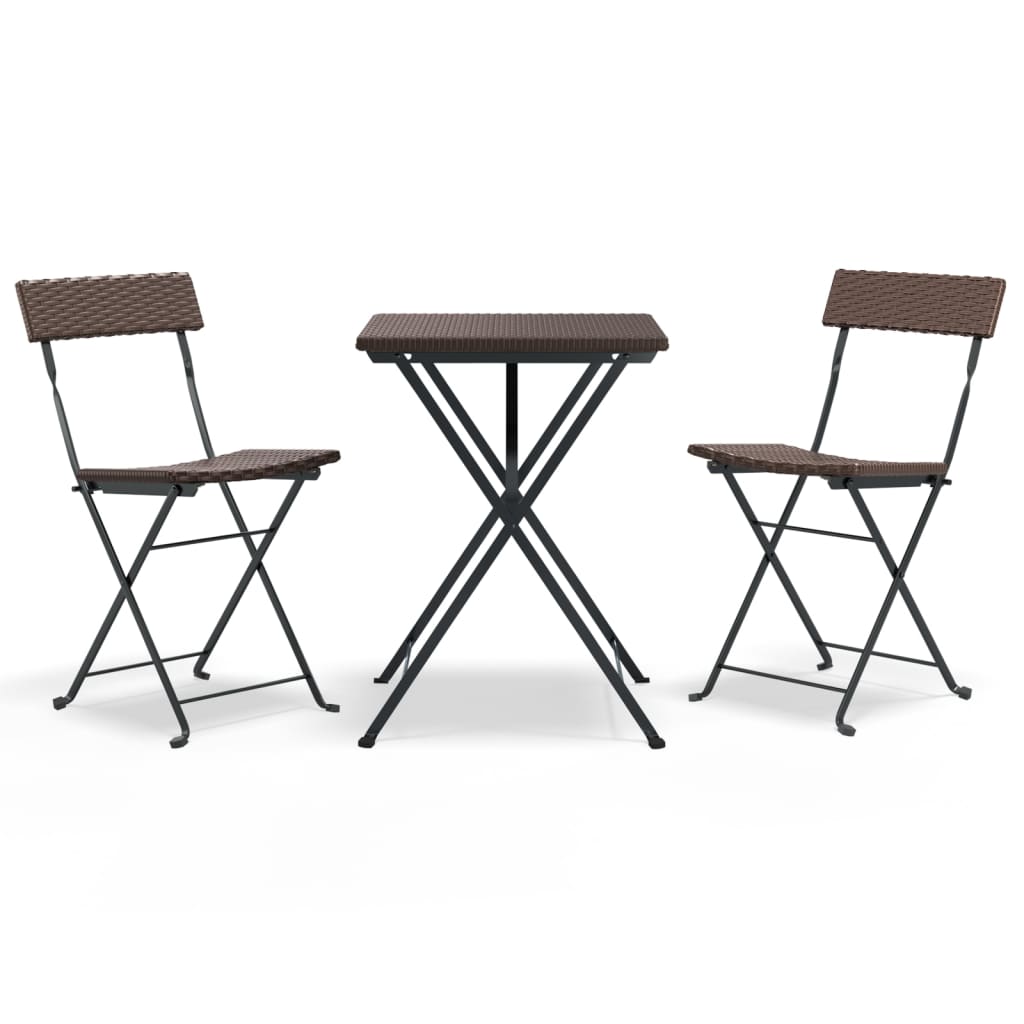 3-delige Bistroset inklapbaar poly rattan bruin is nu te koop bij PeponiXL, paradijselijk wonen!