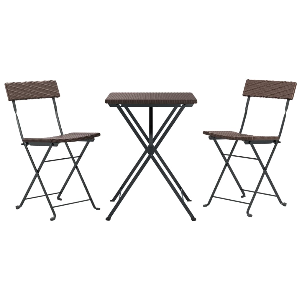 3-delige Bistroset inklapbaar poly rattan bruin is nu te koop bij PeponiXL, paradijselijk wonen!