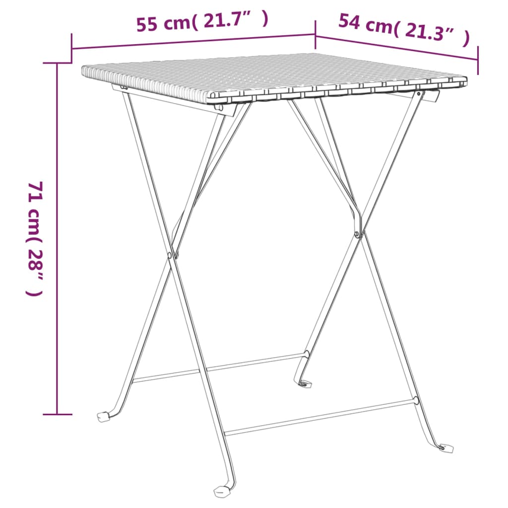 3-delige Bistroset inklapbaar poly rattan bruin is nu te koop bij PeponiXL, paradijselijk wonen!