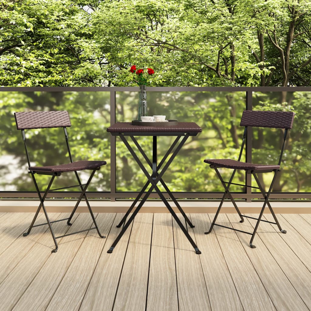3-delige Bistroset inklapbaar poly rattan bruin is nu te koop bij PeponiXL, paradijselijk wonen!