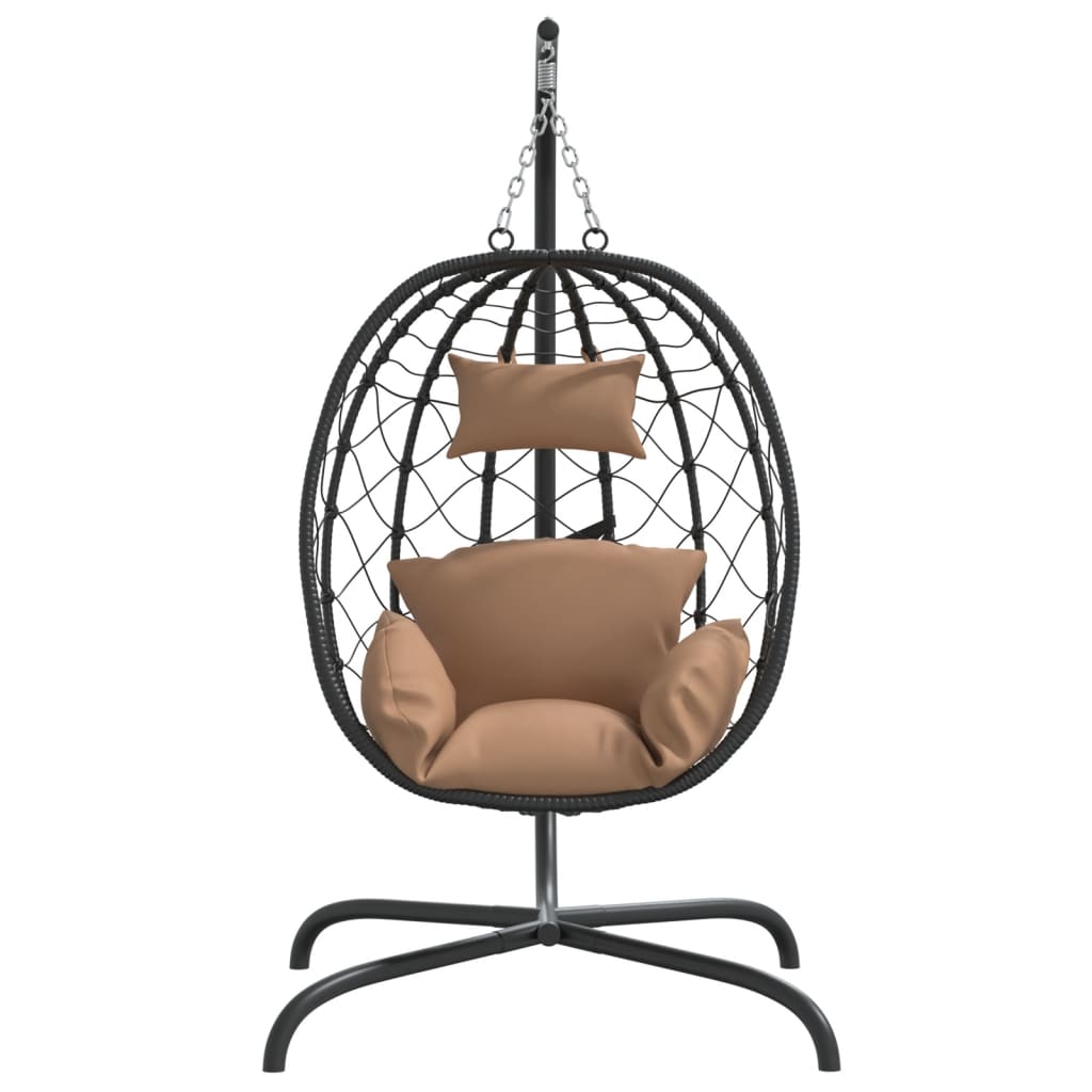 Hangstoel met kussen poly rattan en staal taupe is nu te koop bij PeponiXL, paradijselijk wonen!