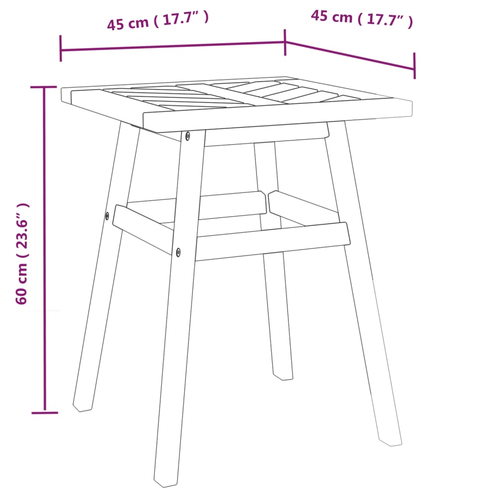 Bijzettafel 45x45x60 cm massief acaciahout is nu te koop bij PeponiXL, paradijselijk wonen!