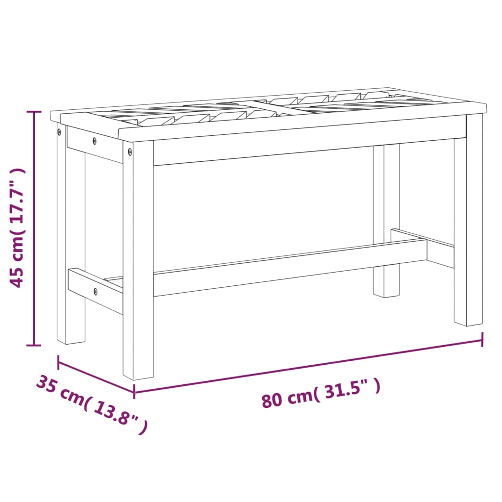 Tuinbank 80 cm massief acaciahout is nu te koop bij PeponiXL, paradijselijk wonen!