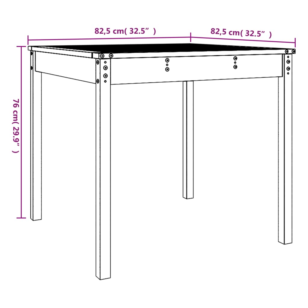 Tuintafel 82,5x82,5x76 cm massief grenenhout is nu te koop bij PeponiXL, paradijselijk wonen!