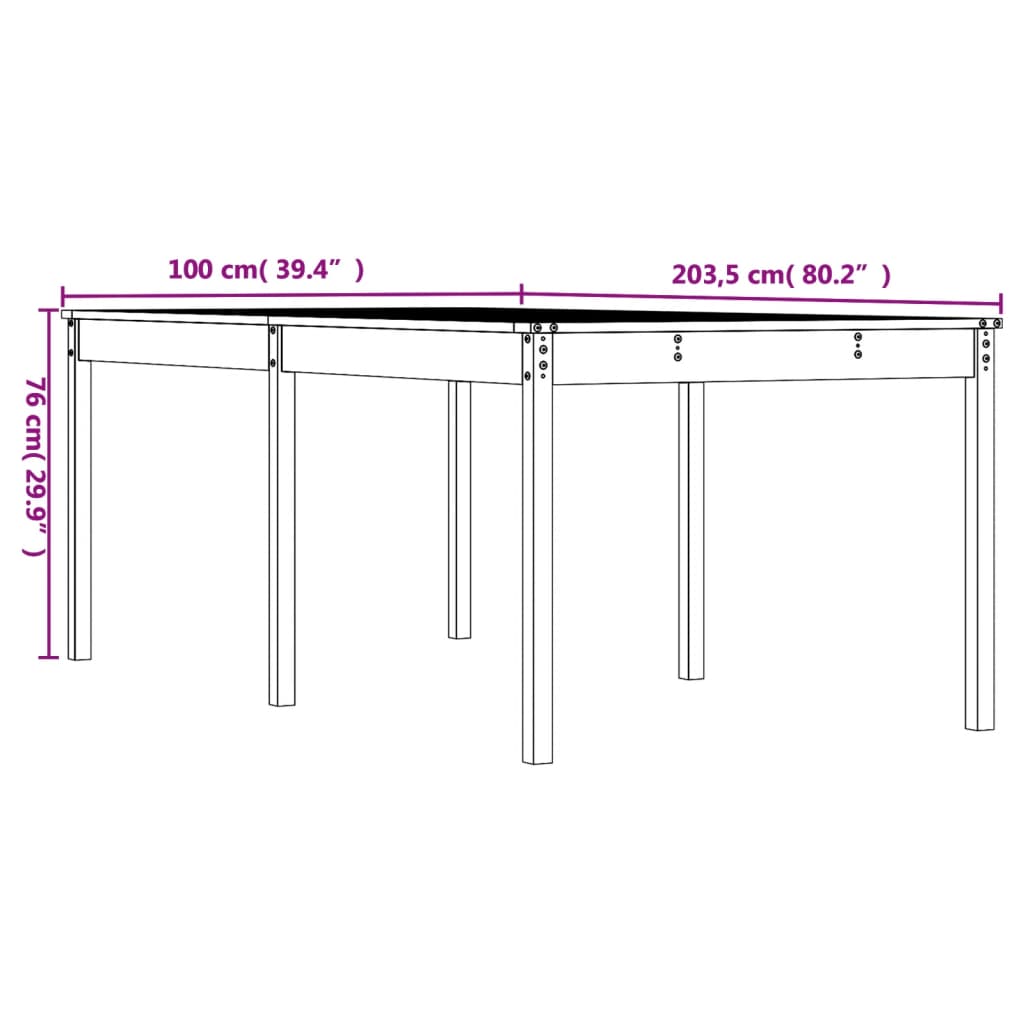 Tuintafel 203,5x100x76 cm massief douglashout is nu te koop bij PeponiXL, paradijselijk wonen!