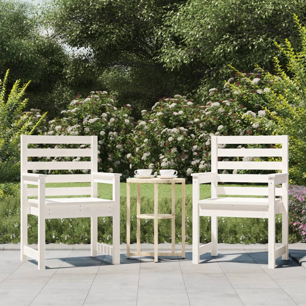 Tuinstoelen 2 st 60x48x91 cm massief grenenhout wit is nu te koop bij PeponiXL, paradijselijk wonen!