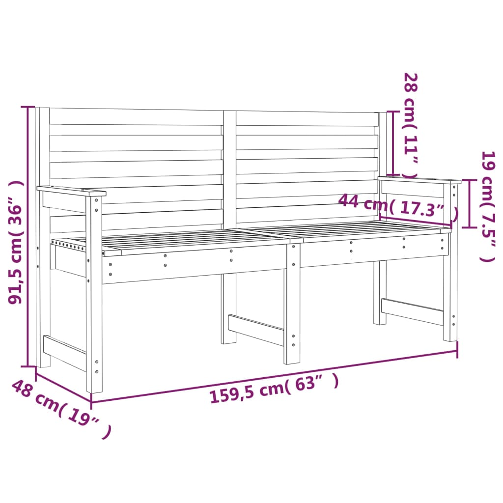 Tuinbank 159,5x48x91,5 cm massief grenenhout honingbruin is nu te koop bij PeponiXL, paradijselijk wonen!