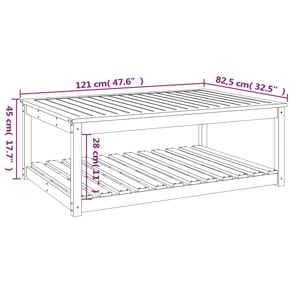 Tuintafel 121x82,5x45 cm massief grenenhout is nu te koop bij PeponiXL, paradijselijk wonen!