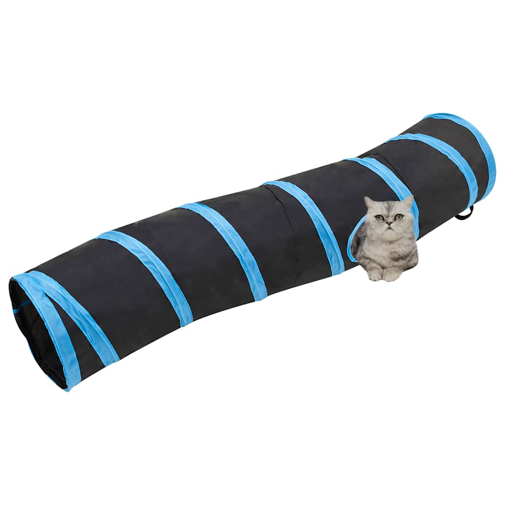 Kattentunnel S-vorm 122 cm polyester zwart en blauw is nu te koop bij PeponiXL, paradijselijk wonen!