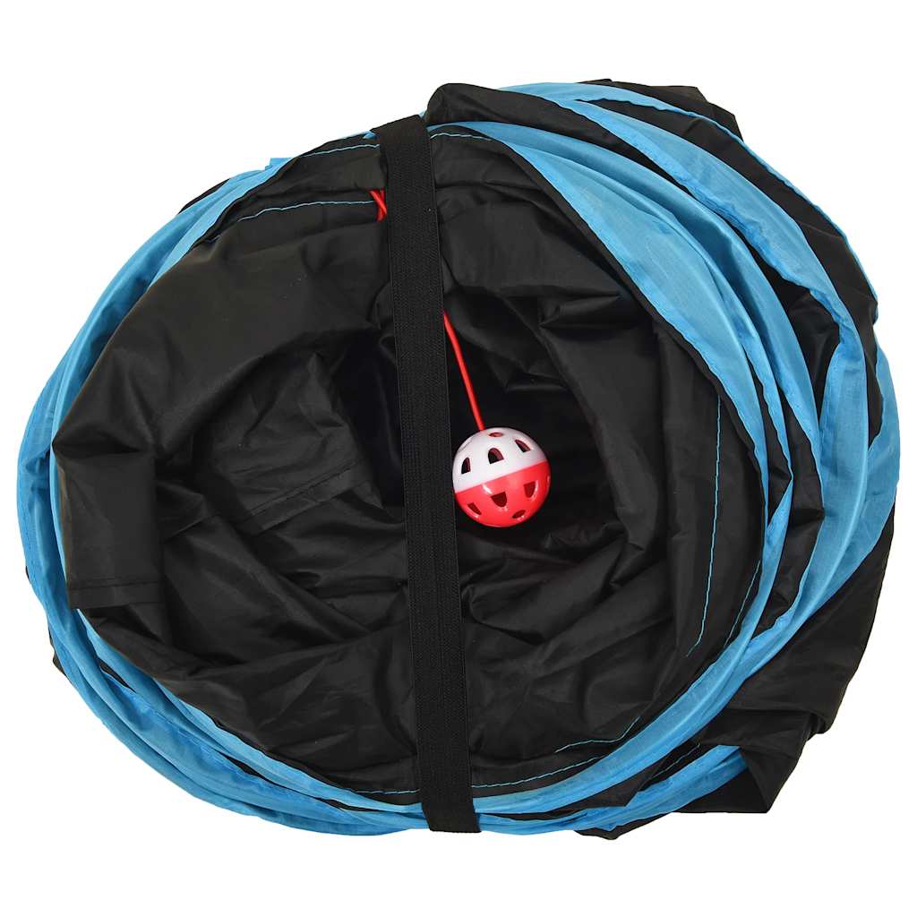 Kattentunnel S-vorm 122 cm polyester zwart en blauw is nu te koop bij PeponiXL, paradijselijk wonen!