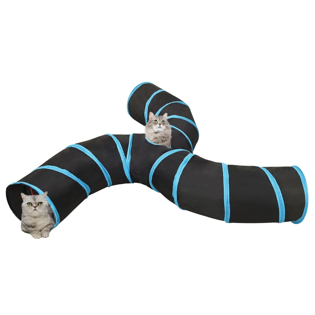 Kattentunnel 3-voudig 25 cm polyester zwart en blauw is nu te koop bij PeponiXL, paradijselijk wonen!