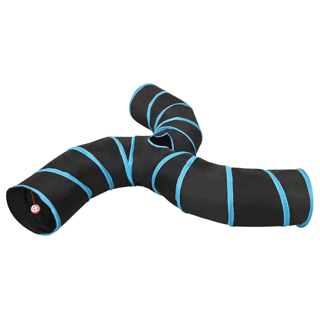 Kattentunnel 3-voudig 25 cm polyester zwart en blauw is nu te koop bij PeponiXL, paradijselijk wonen!