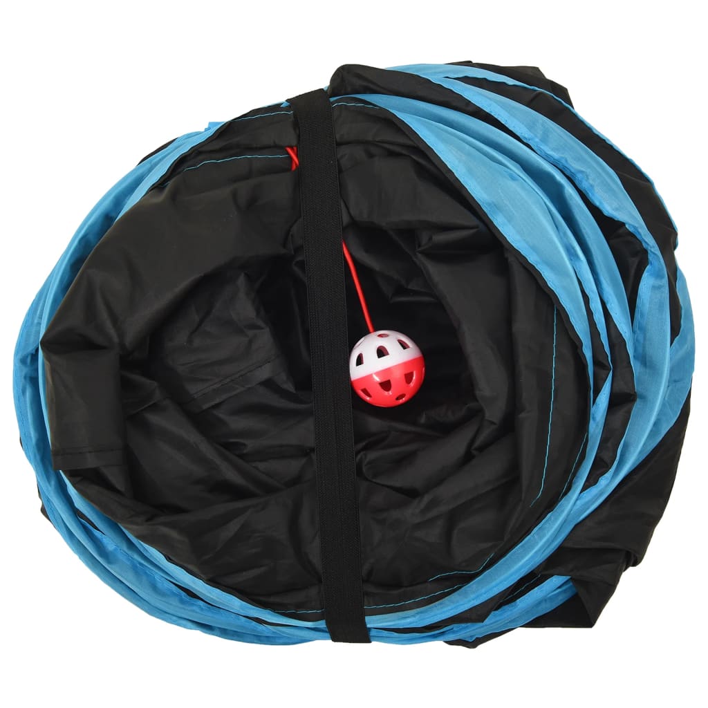 Kattentunnel 4-voudig 25 cm polyester zwart en blauw is nu te koop bij PeponiXL, paradijselijk wonen!
