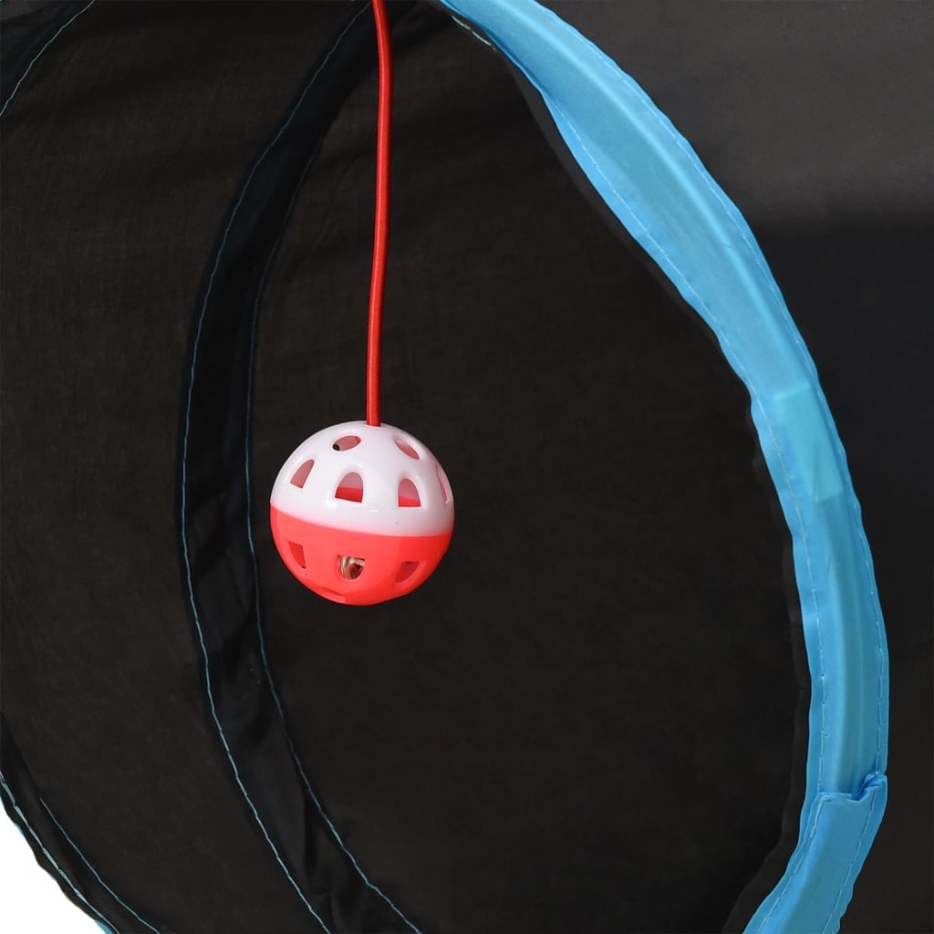 Kattentunnel 4-voudig 25 cm polyester zwart en blauw is nu te koop bij PeponiXL, paradijselijk wonen!