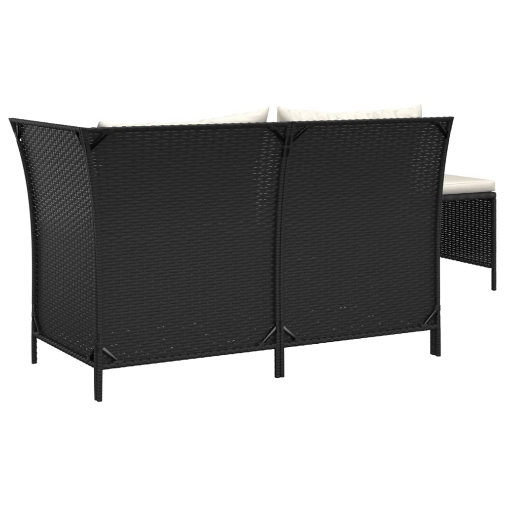 3-delige Loungeset met kussens poly rattan zwart is nu te koop bij PeponiXL, paradijselijk wonen!