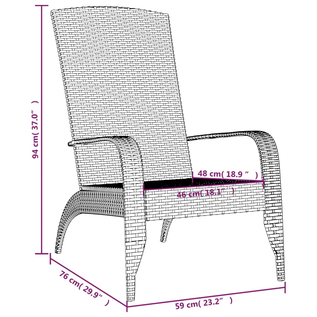 Tuinstoel Adirondack Grijs Poly Rattan is nu te koop bij PeponiXL, paradijselijk wonen!