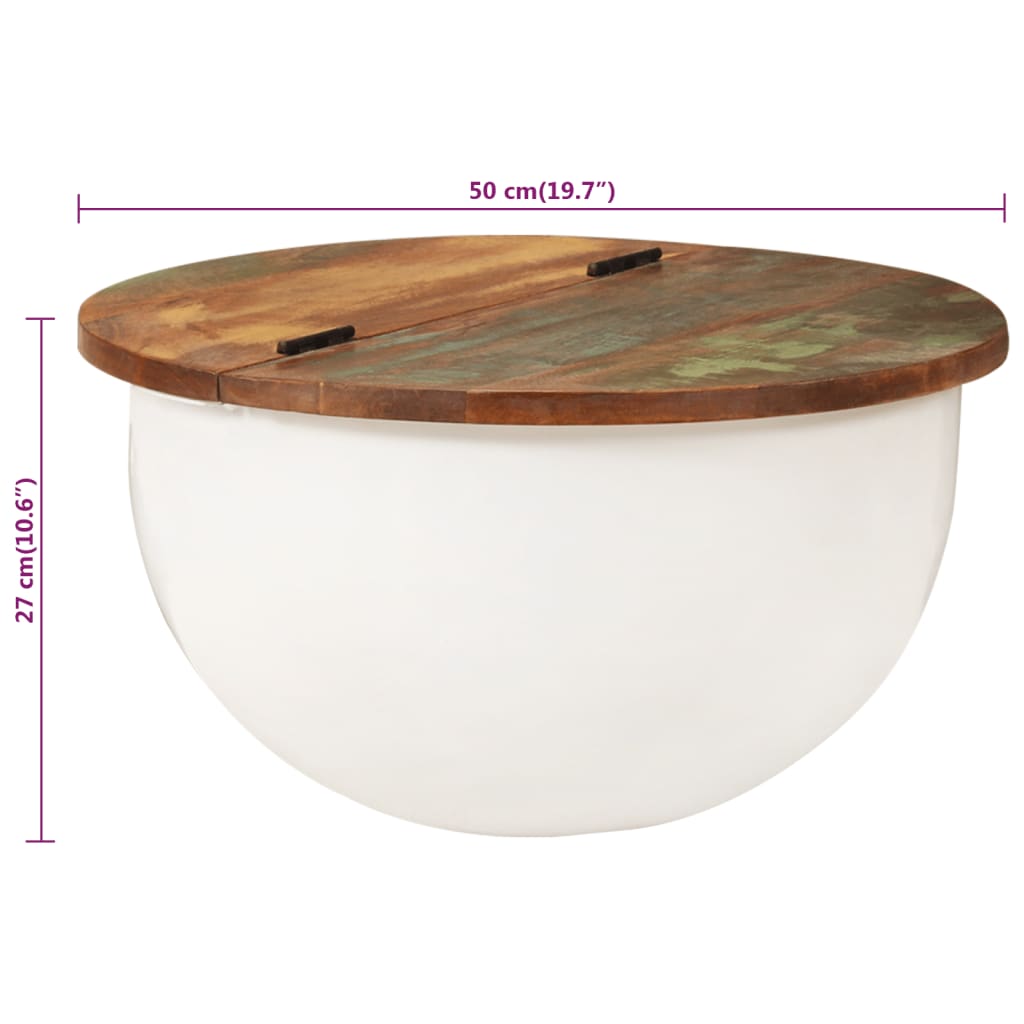 Salontafel 50x27 cm massief gerecycled hout wit is nu te koop bij PeponiXL, paradijselijk wonen!