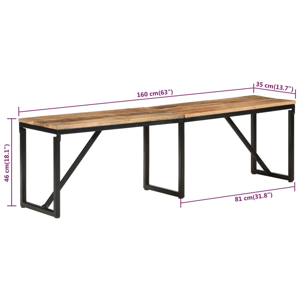 Bankje 160x35x46 cm massief mangohout is nu te koop bij PeponiXL, paradijselijk wonen!