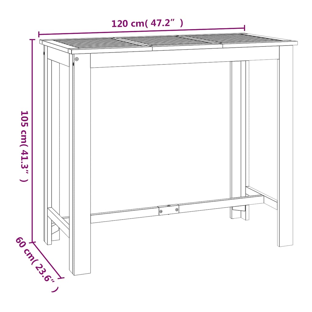 Tuinbartafel 120x60x105 cm massief acaciahout is nu te koop bij PeponiXL, paradijselijk wonen!