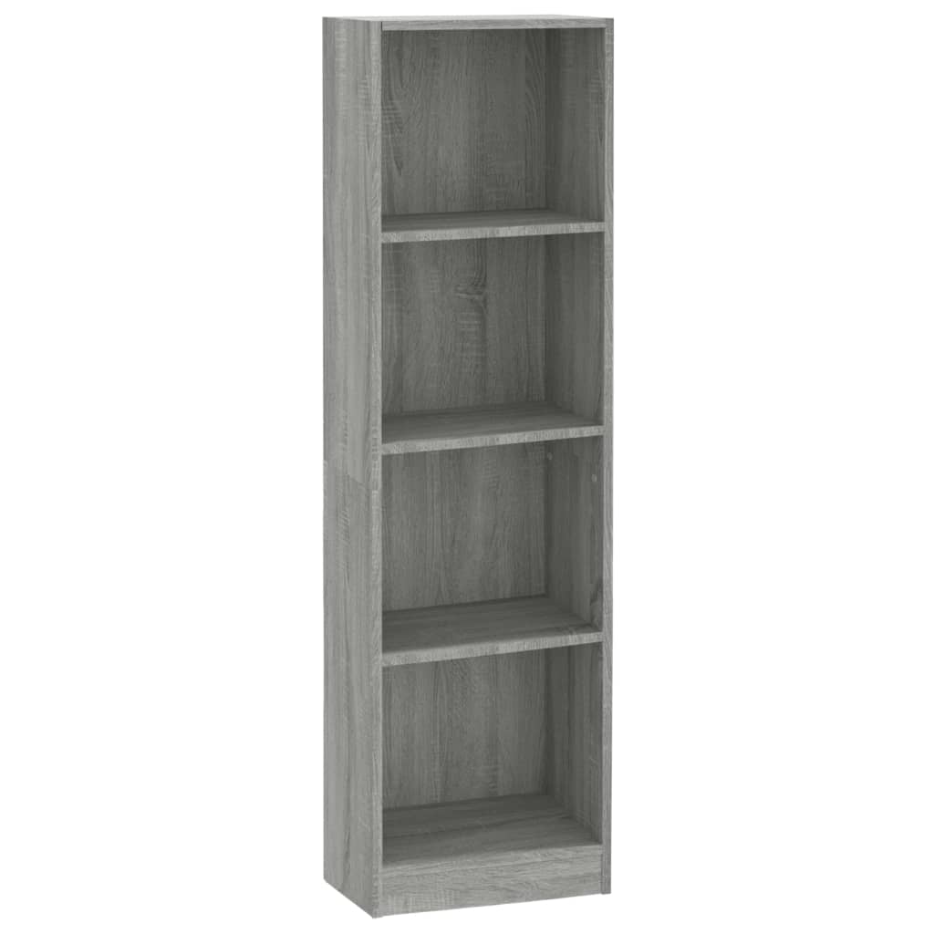 Boekenkast 4 schappen 40x24x143 cm bewerkt hout grijs sonoma is nu te koop bij PeponiXL, paradijselijk wonen!