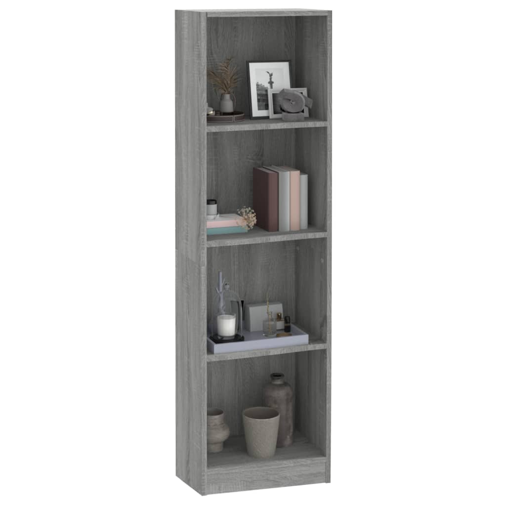 Boekenkast 4 schappen 40x24x143 cm bewerkt hout grijs sonoma is nu te koop bij PeponiXL, paradijselijk wonen!
