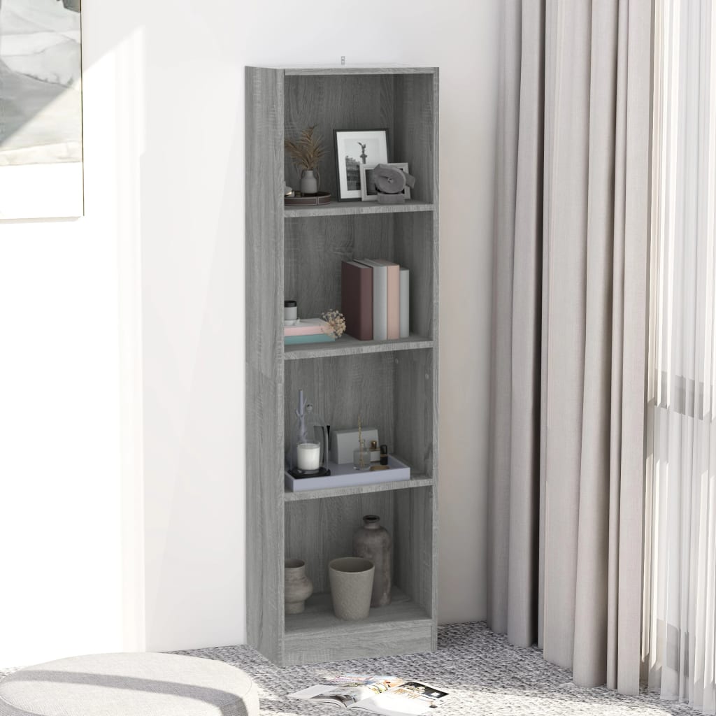 Boekenkast 4 schappen 40x24x143 cm bewerkt hout grijs sonoma is nu te koop bij PeponiXL, paradijselijk wonen!