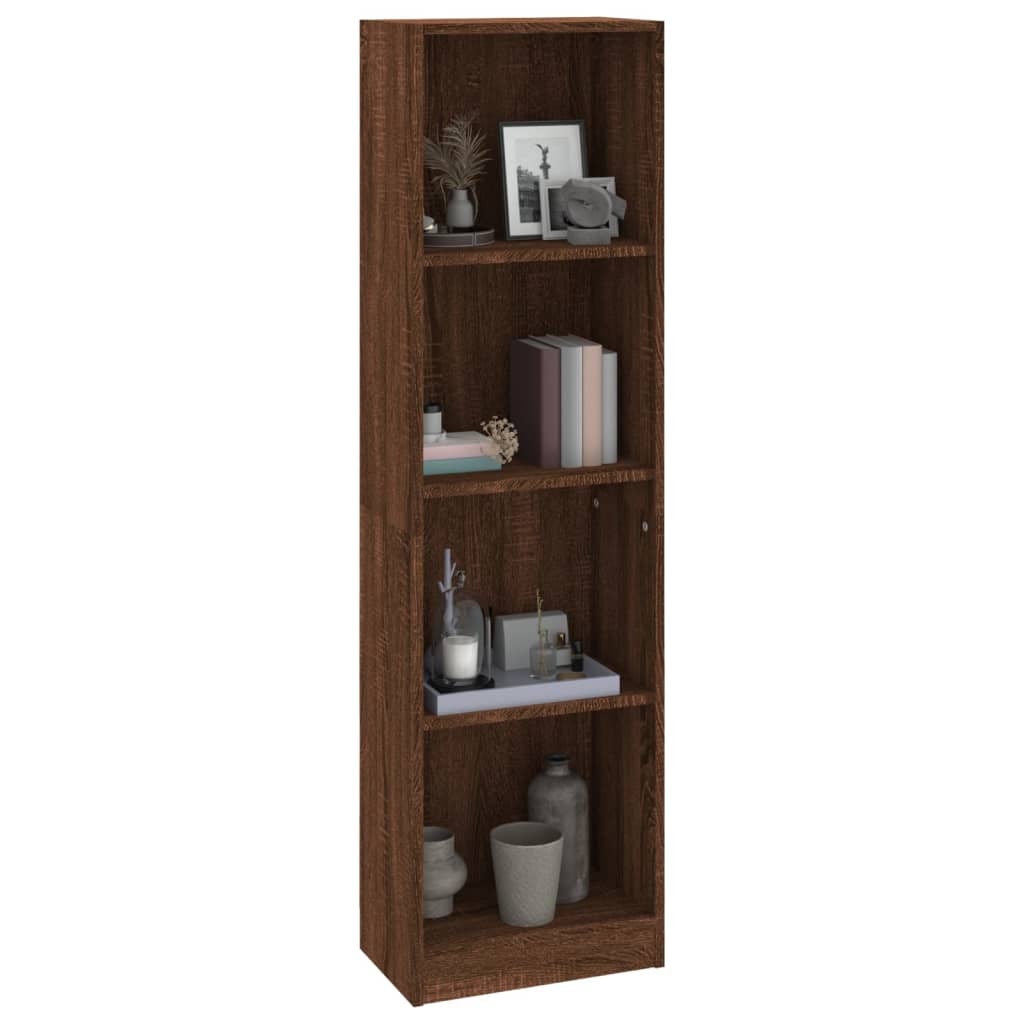 Boekenkast met 4 schappen 40x24x143 cm bewerkt hout bruineiken is nu te koop bij PeponiXL, paradijselijk wonen!