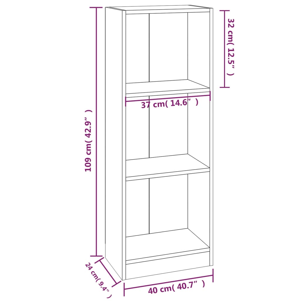 Boekenkast 40x24x109 cm bewerkt hout grijs sonoma eikenkleurig is nu te koop bij PeponiXL, paradijselijk wonen!