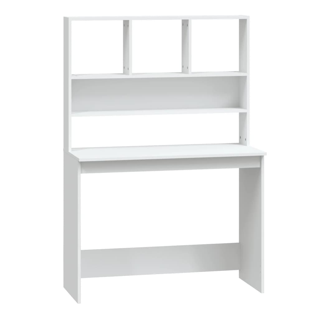 Bureau met schappen 102x45x148 cm bewerkt hout wit is nu te koop bij PeponiXL, paradijselijk wonen!