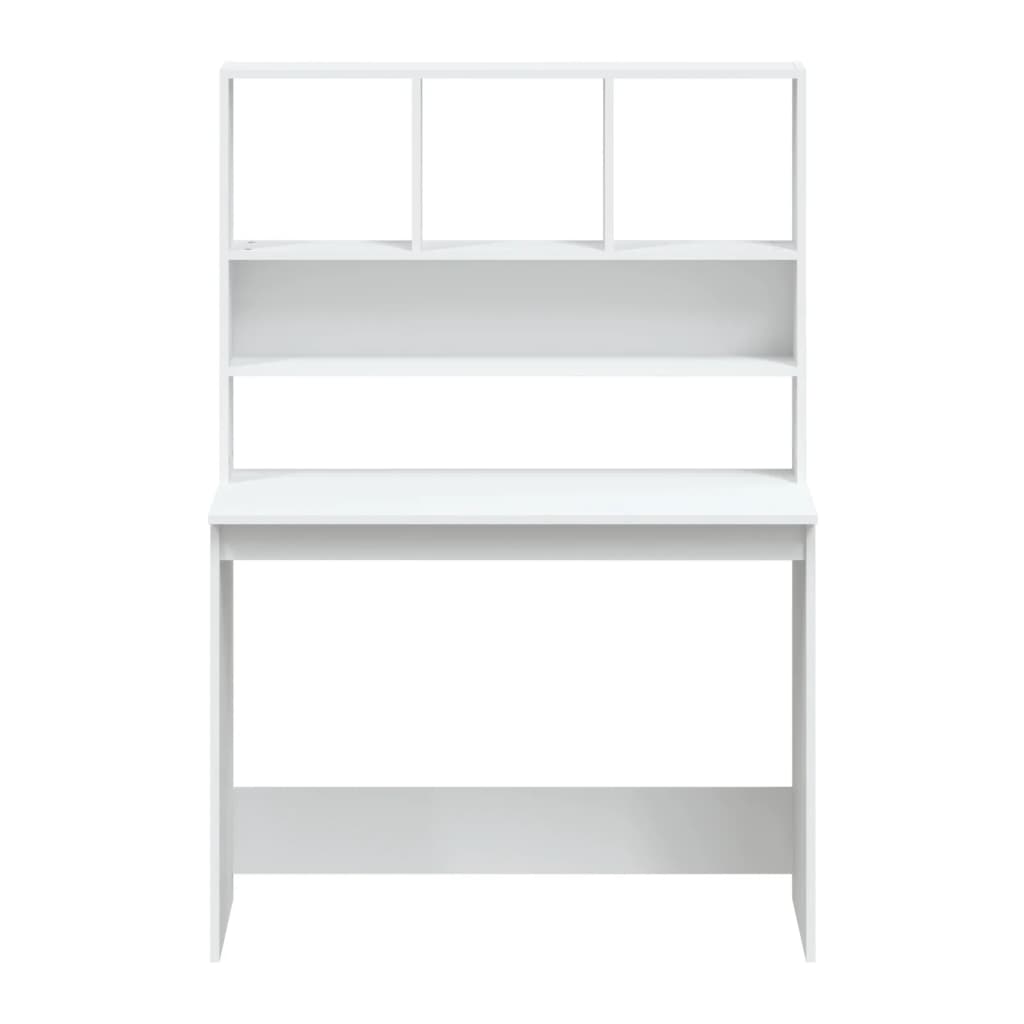 Bureau met schappen 102x45x148 cm bewerkt hout wit is nu te koop bij PeponiXL, paradijselijk wonen!