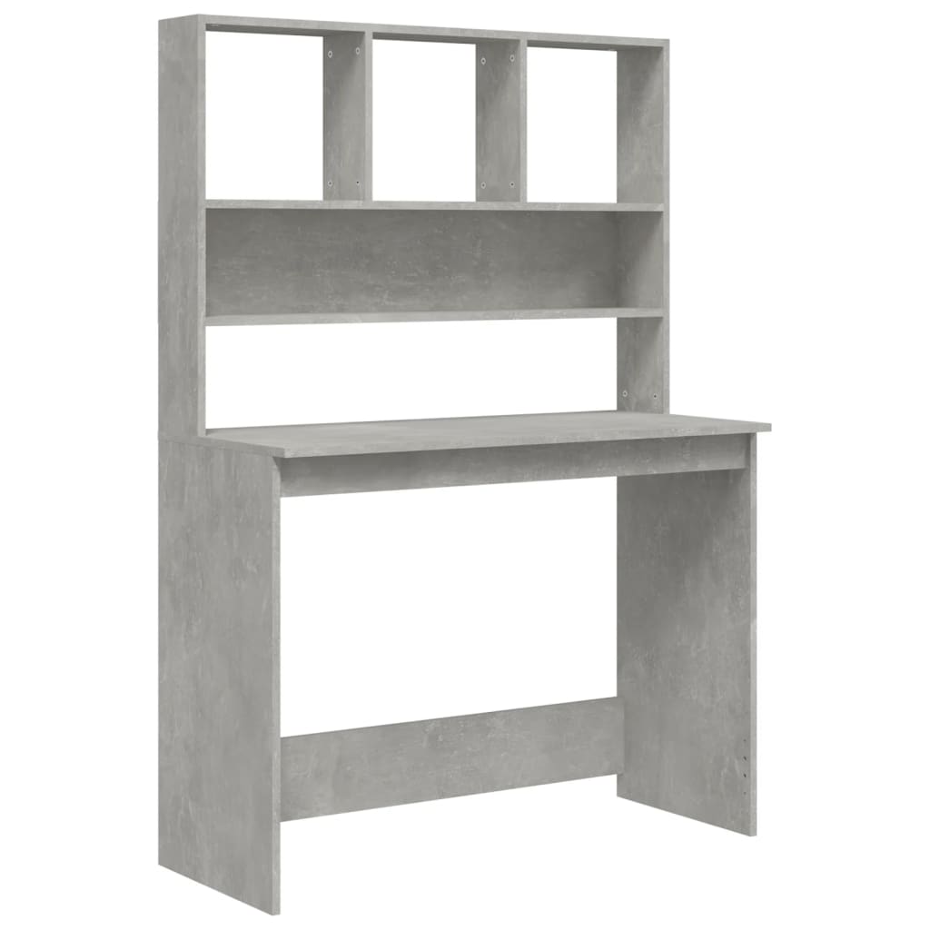 Bureau met schappen 102x45x148 cm bewerkt hout betongrijs is nu te koop bij PeponiXL, paradijselijk wonen!