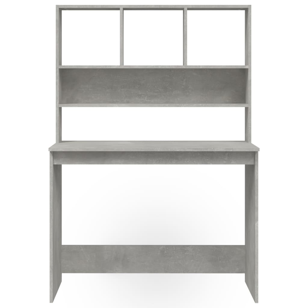 Bureau met schappen 102x45x148 cm bewerkt hout betongrijs is nu te koop bij PeponiXL, paradijselijk wonen!
