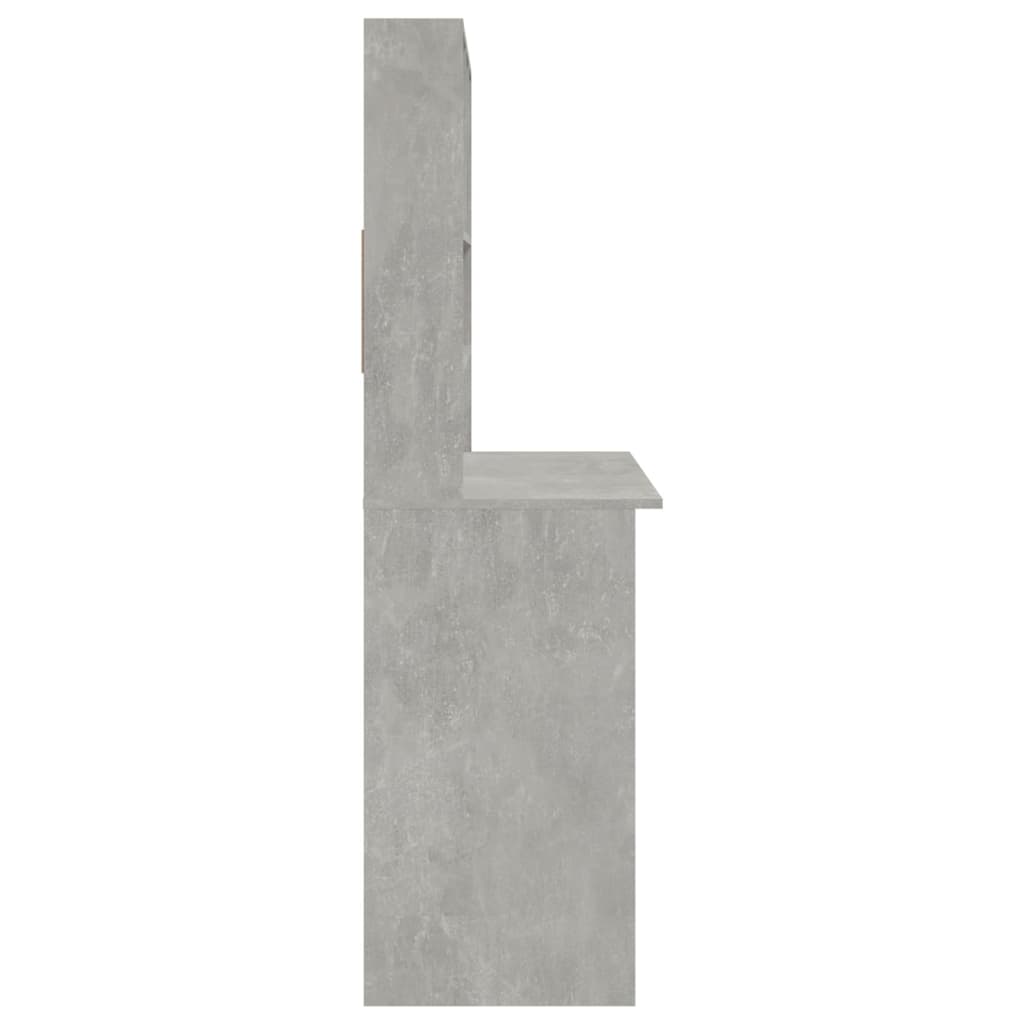 Bureau met schappen 102x45x148 cm bewerkt hout betongrijs is nu te koop bij PeponiXL, paradijselijk wonen!