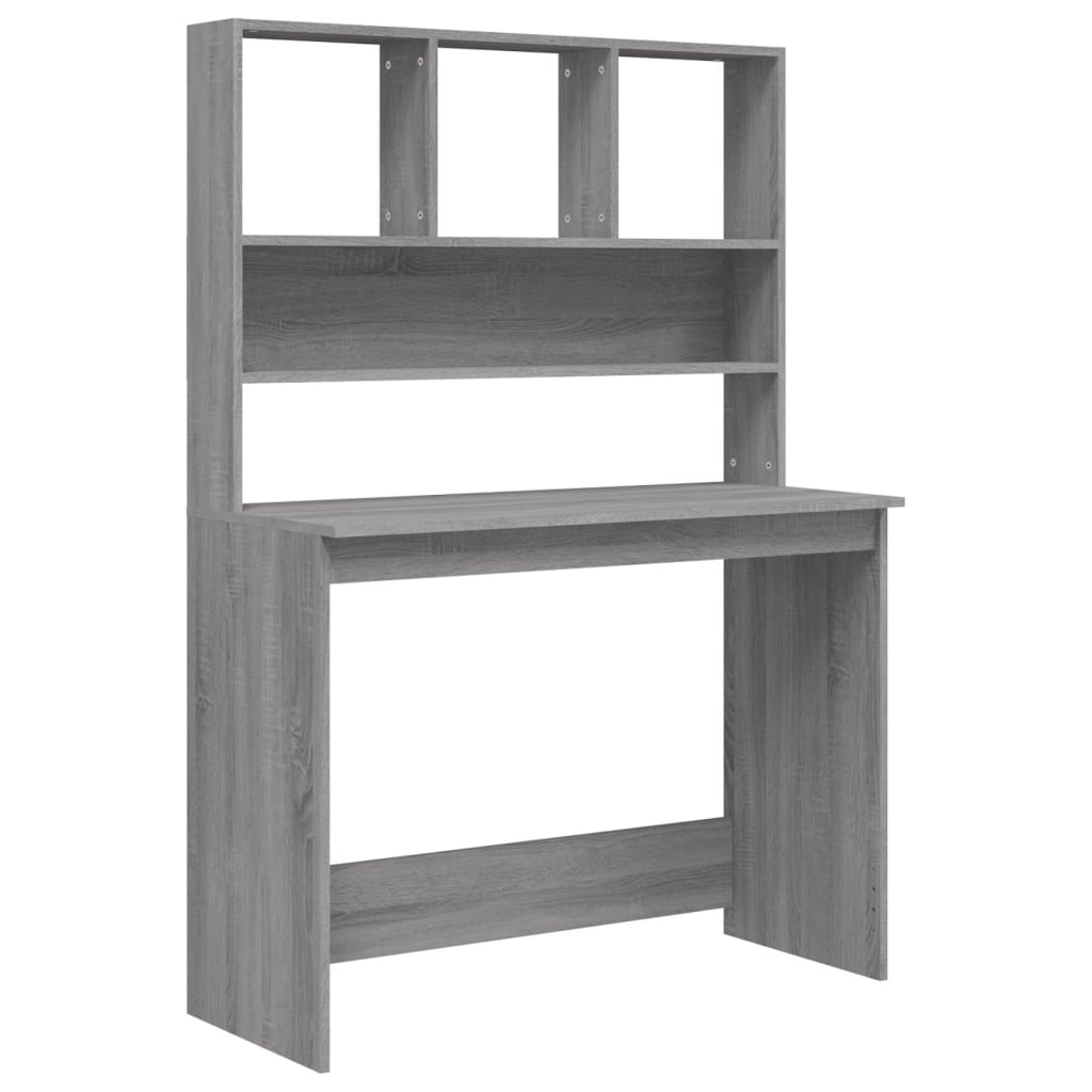 Bureau met schappen 102x45x148 cm bewerkt hout grijs sonoma is nu te koop bij PeponiXL, paradijselijk wonen!
