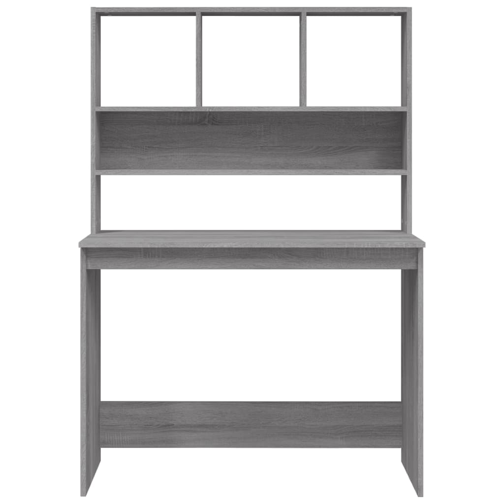 Bureau met schappen 102x45x148 cm bewerkt hout grijs sonoma is nu te koop bij PeponiXL, paradijselijk wonen!