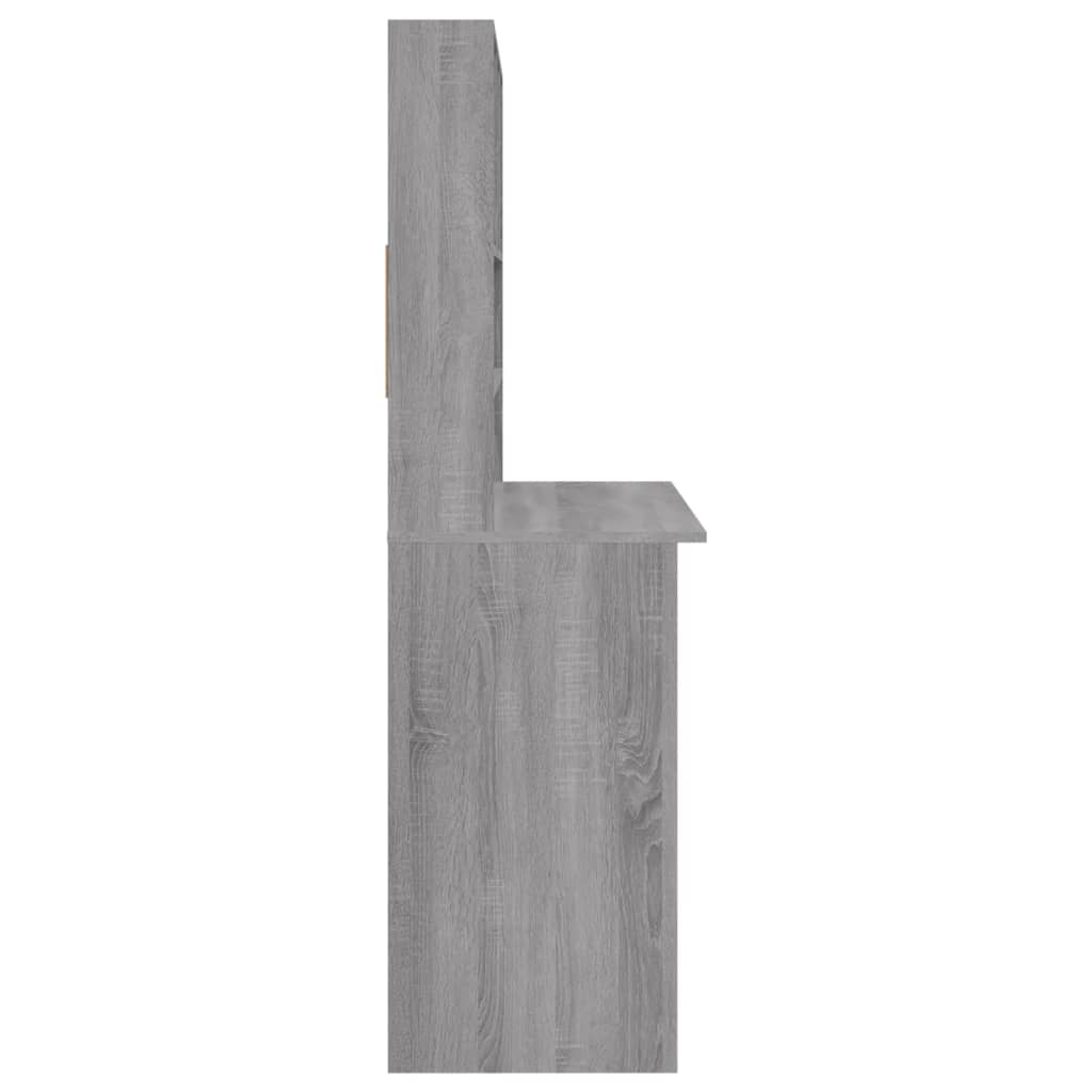 Bureau met schappen 102x45x148 cm bewerkt hout grijs sonoma is nu te koop bij PeponiXL, paradijselijk wonen!
